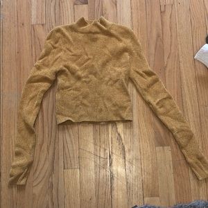 mustard yellow fuzzy crop top